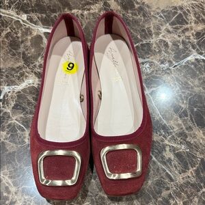 Avellini Made in Italy Leather Burgundy Flats with Gold Accent